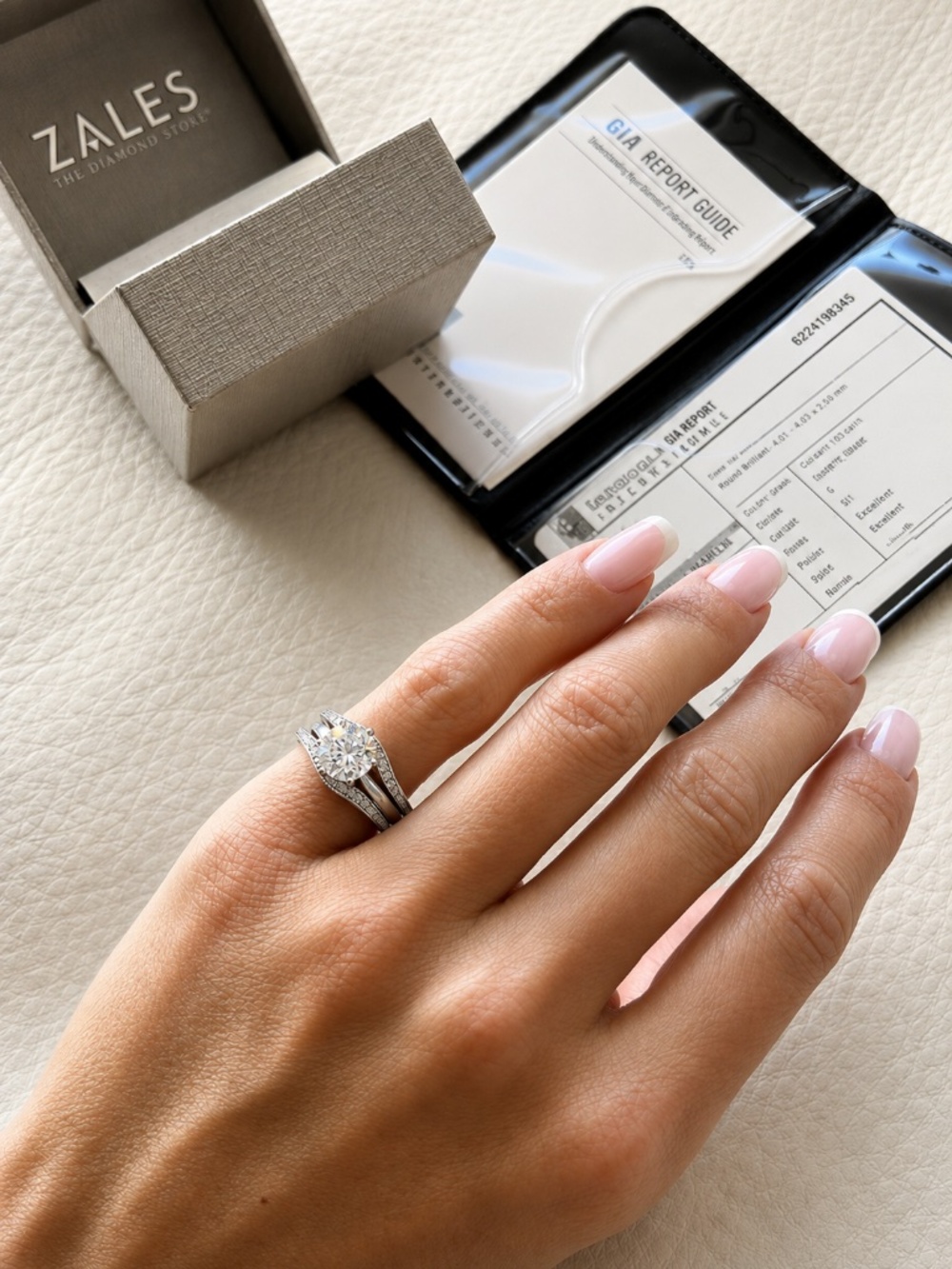 Natural Diamond 14K White Gold 1.56 CT Solitaire Engagement Ring with Band GSI C